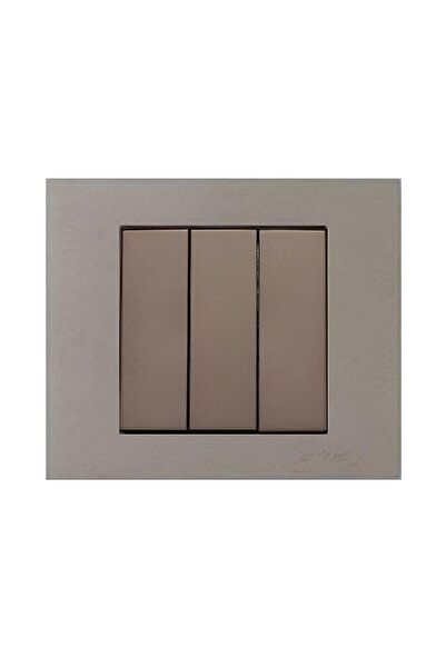 OVİVO Grano Metalik Mocha Üçlü Anahtar Antrasit Çerçeveli