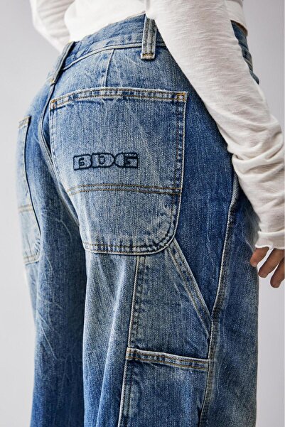 september island Taşlama Yıkanmış Lacivert Marangoz Carpenter Denim Jeans Pantolon