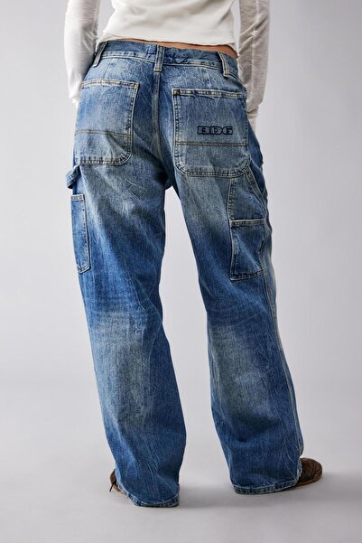 september island Taşlama Yıkanmış Lacivert Marangoz Carpenter Denim Jeans Pantolon