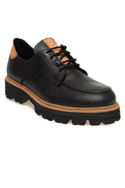 Mammamia D24ya-3850 Black Genuine Leather Women's Daily Shoes - Casual