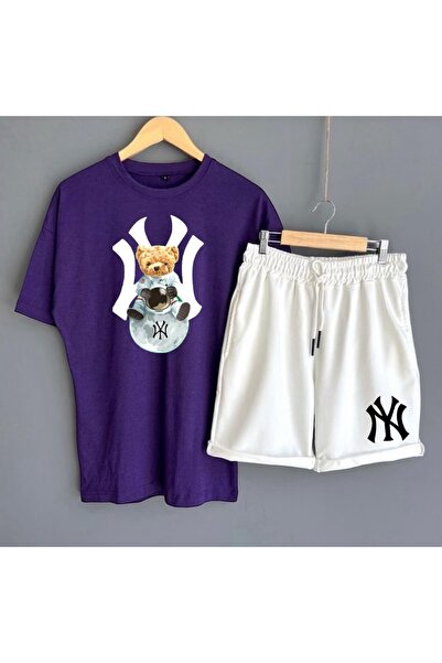 NewCabin Men's oversize t-shirt T-shirt and Summer Shorts Bottom Top Set of 2