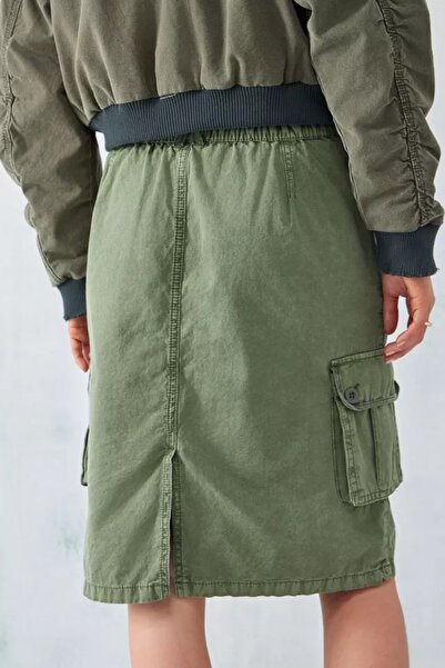 september island Antique Khaki Color Cargo Midi Skirt