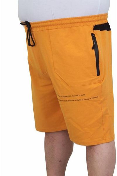 Starbattal Over Think 24629 MUSTARD - Pantaloni scurți din bumbac pieptănat pentru bărbați de mărime mare