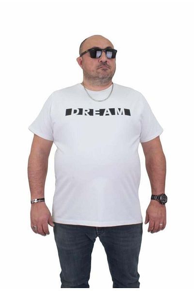 Starbattal Men's Large Size T-Shirt - Crew Neck, Dream 24140 WHITE