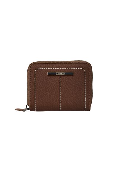 GUARD Zippered Tan Guti Wallet / Hand Portfolio with Matte Stitching Detail