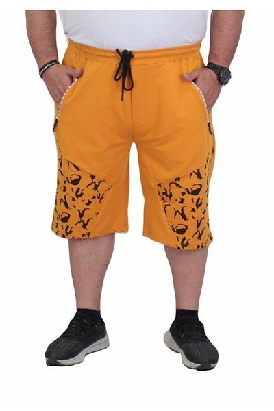 Starbattal Pantaloni scurți din bumbac pieptănat, camuflaj, marimi mari - 24628 MUSTARD