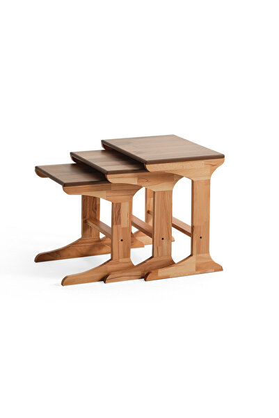 LERA HOMES Ahşap sehpa, zigon sehpa, üçlü sehpa, servis sehpası, yan sehpa, m...