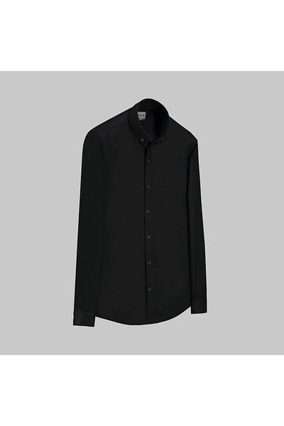Sarar INTERVIEU CAMASĂ NEGRĂ SLIM FIT DIN ȚESĂTURĂ DE IN