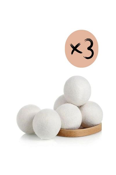 Dream Plus Ecoball 3 قطع من كرات مجفف الصوف الطبيعية منعم مجفف الملابس