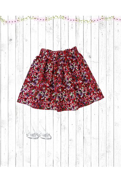 MODA59 Red Color Floral Children's Skirt