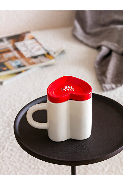 LC Waikiki Ceramic Mug with Heart Figure for Valentine's Day - 400 Ml Gift Mug