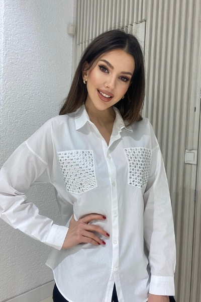 Butikayandon KADIN SİYAH YAZLIK ÇİFT CEP UZUN KOL BOL KALIP CEPLERİ TAŞLI GÖM...