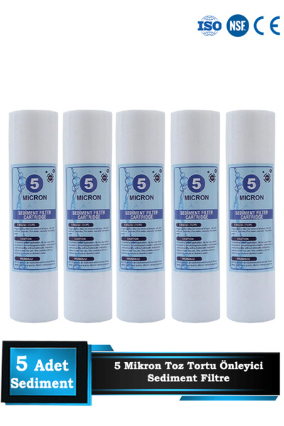 Sumarkt Açık Kasa Su Arıtma Cihazı 10 Inç 5 Mikron Sediment Spun Filtre ( 5 Adet )