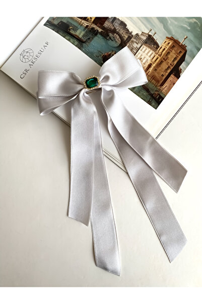 CSR AKSESUAR مشبك على شكل فيونكة من حجر الكريستال بطبقة مزدوجة