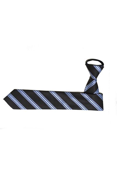 PROKRAVAT Black Turquoise 3 Stripe Zippered Tie