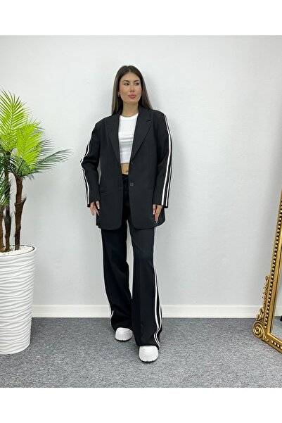 deqfashion طقم مكون من قطعتين من سراويل وسترة كبيرة الحجم للسيدات