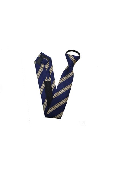PROKRAVAT Dark Blue Gold 3 Stripes Zippered Tie
