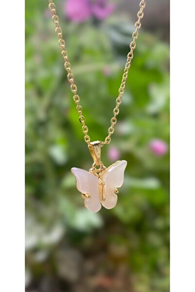 Judas Takı Women's Cream Color Butterfly Necklace
