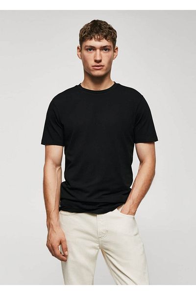 MANGO Man T-shirt z elastycznej bawełny