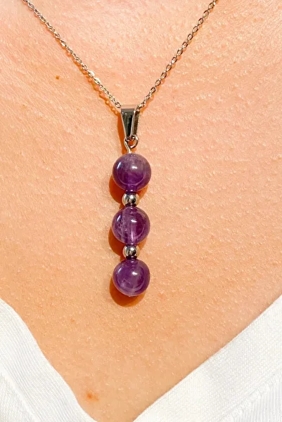 NBS Beautiful Naturel Stones قلادة جمشت طبيعية حقيقية