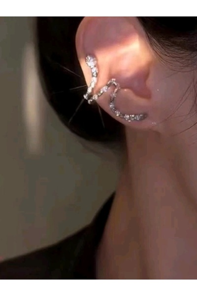 Shisa Jewel 1 adet zirkon yılan şeklinde klips küpe (54)