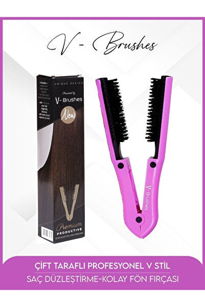 V Brushes Çift Taraflı Profesyönel V Stil, Saç Düzleştirme-Kolay Fön Fırçası MOR