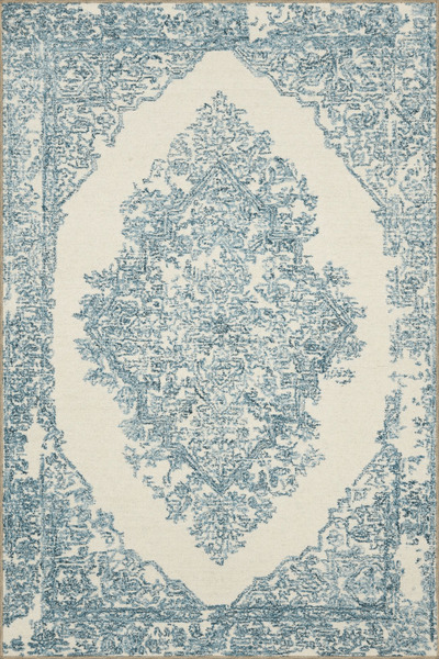 Rugs Modern Halı Mavi Temalı Geleneksel Motif Çiçek Desenli Vintage Dekoratif...
