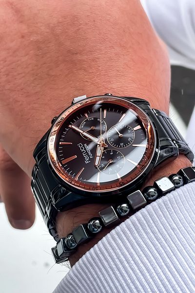 Ferrucci ALL MECHANISMES ACTIVE Steel Case Steel Band Men's Wrist Watch with Bracelet gift