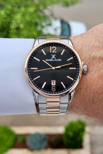 Daniel Klein Black Rose Silver Color Calendar Gift Packed Men's Wristwatch