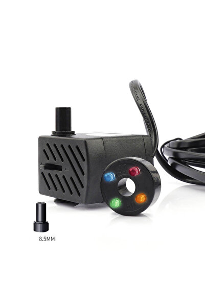 Schulzz Usb 4 Led Renkli Mini Akvaryum 3.5/9v 3w Dalgıç Su Pompası Kedi-köpek Sebili