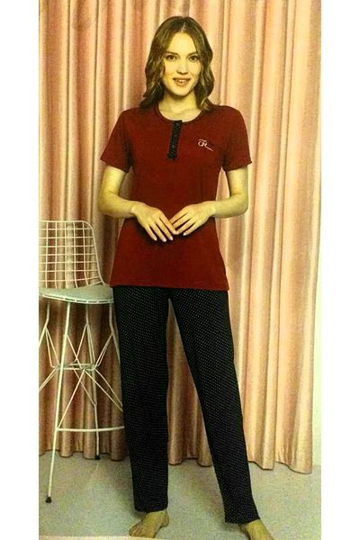Miss Melina Set de pijamale pentru femei cu mânecă scurtă din bambus cu buline
