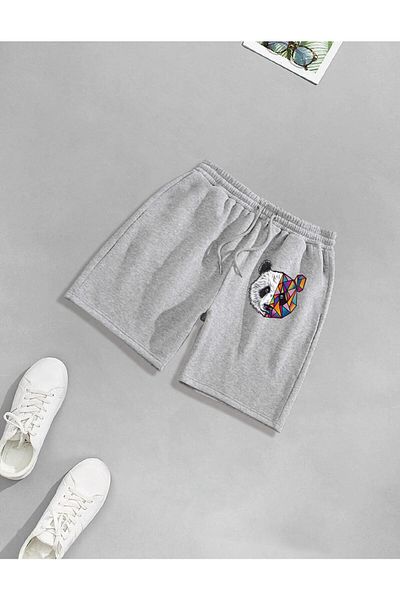 LOTS MODA COPY - Unisex Panda εμπριμέ σορτς Oversize