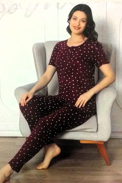 Miss Melina Bamboo Short Sleeve Women's Pajama Set Polka Dot