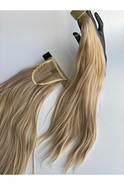 Queen Nelly Fiber ısıya dayanıklı küllü sarı at kuyruğu postiş kaynak takma saç