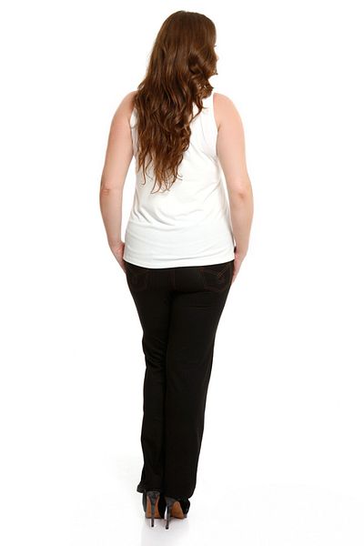 Piano Luce Pianoluce Large Size Knitted Lycra Bluejean Trousers Black 38060