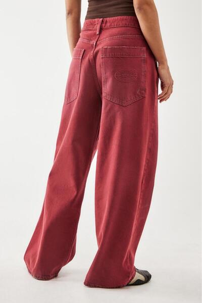 september island Vintage Antique Detailed Red Baggy Boyfriend Shalwar Jeans