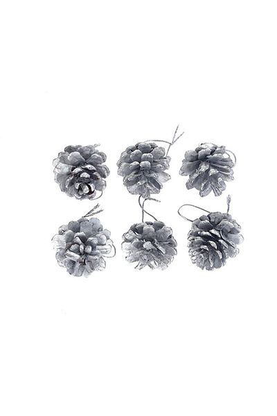 Happyland Silver Color 6 Pieces Christmas Pine Tree Cone Ornament
