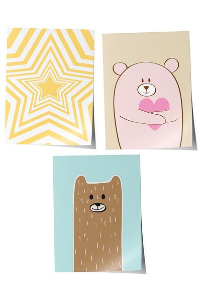 Postifull Baby Room Painting Set of 3, Baby Room Wall Decor, Kids Room Decor, Frameless Poster