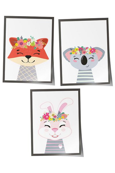 Postifull Baby Room Painting Set of 3, Baby Room Wall Decor, Kids Room Decor, Frameless Poster