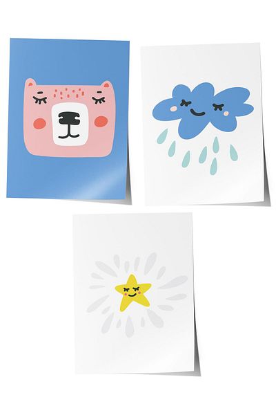 Postifull Baby Room Painting Set of 3, Baby Room Wall Decor, Kids Room Decor, Frameless Poster