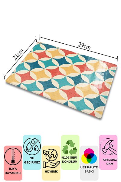 Postifull Vintage Glass Cutting Board, Thick And Unbreakable Glass, Chopping Board, Kitchen Presentation Board - 21*30cm