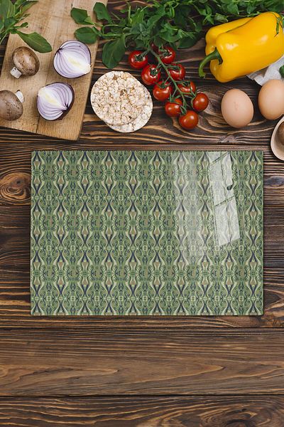 Postifull Vintage Glass Cutting Board, Thick And Unbreakable Glass, Chopping Board, Kitchen Presentation Board - 21*30cm
