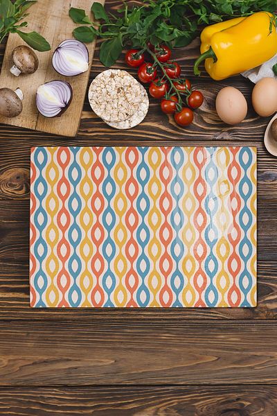 Postifull Vintage Glass Cutting Board, Thick And Unbreakable Glass, Chopping Board, Kitchen Presentation Board - 21*30cm