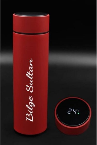 funshop Smart Thermos Flask with Red Graduated Steel Digital Led Temperature Display Special for Mother's Day