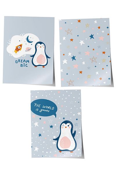 Postifull Baby Room Painting Set of 3, Baby Room Wall Decor, Kids Room Decor, Frameless Poster
