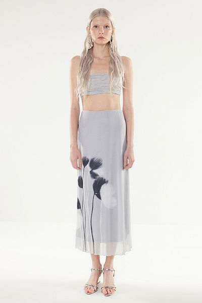 Trendyol Collection X Artificial Wit Multi-Colored Floral Printed Lined Maxi Tulle Skirt TWOSS24ET00208