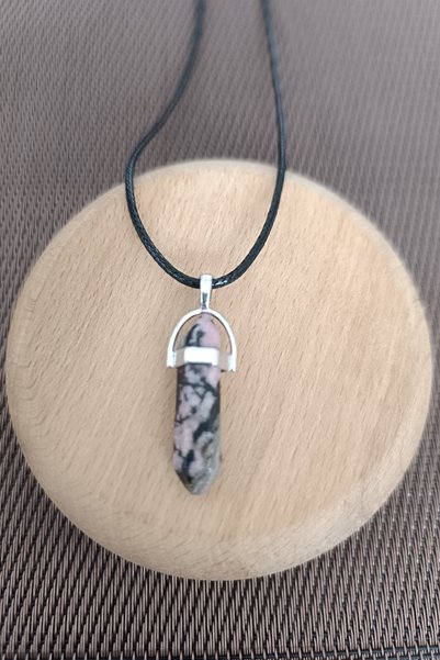 MGA DOĞAL TAŞ Unisex Rodonite Natural Stone Pendant Nails Cut