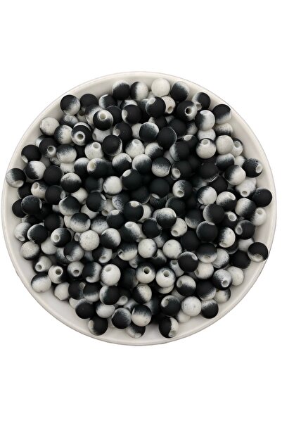 Hedef Bijuteri 25 جرام 8 ملم خرز أبيض وأسود 75 قطعة