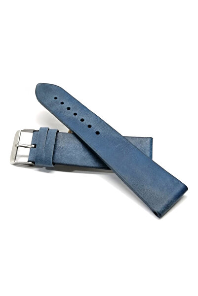 FADO Fosil uyumlu hakiki Grizi  Deri saat kordonu 20 mm Mavi