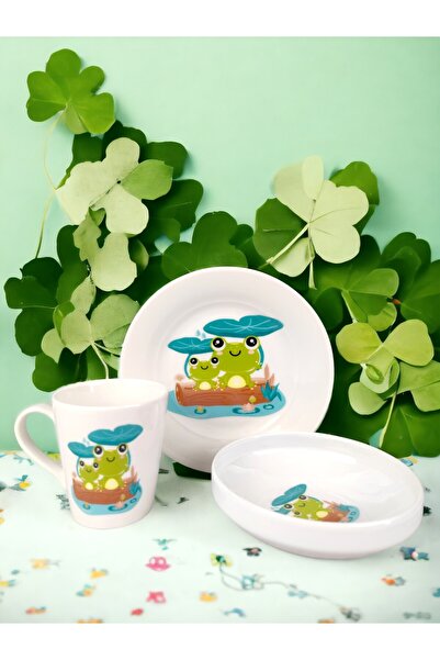 qtahya homes queen of kütahya 3 parça Bebek mama seti porselen çocuk yemek se...